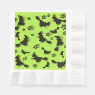Serviette En Papier Sorcière volante parmi les étoiles à Halloween nui