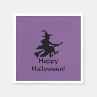 Sorcière volante violette - Joyeux Halloween Servi