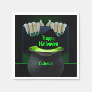 Serviette En Papier Sorcières noires et vertes