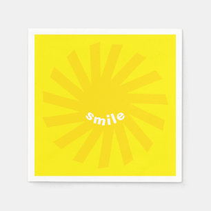 Serviette En Papier Sourire jaune soleil brillant plaisir moderne joye