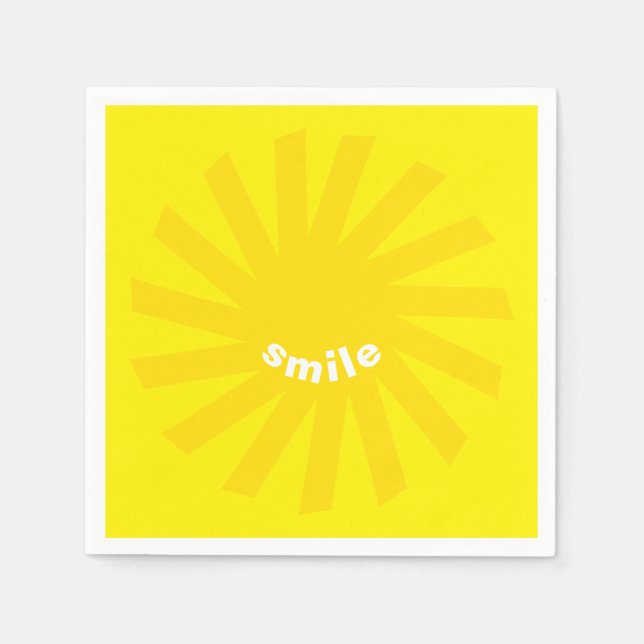 Serviette En Papier Sourire jaune soleil brillant plaisir moderne joye (Devant)