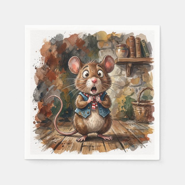 Serviette En Papier Souris avec un air surpris  (Devant)