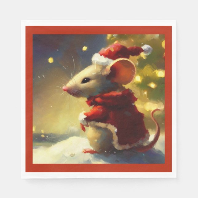 Serviette En Papier Souris de Noël 4 (Devant)