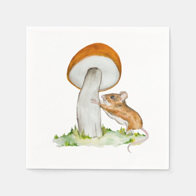 Serviette En Papier Souris drôle avec champignon sauvage (Devant)