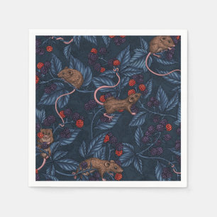 Serviette En Papier Souris et mûres sur la marine
