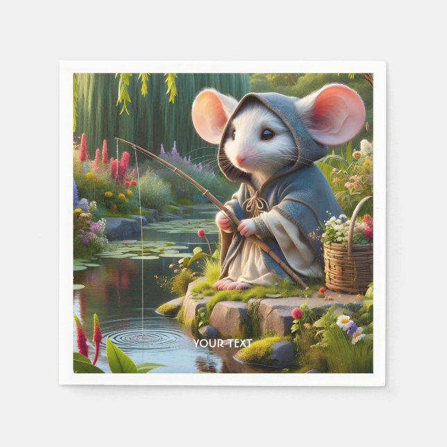 Serviette En Papier Souris Imaginaire Fleurs de pêche (Devant)