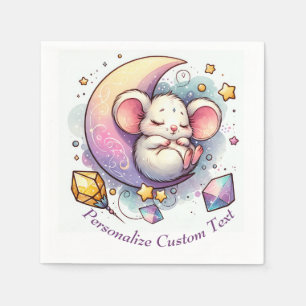 Serviette En Papier Souris mignonne dormant sur un Baby shower à demi-