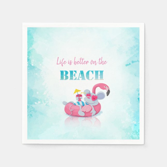 Serviette En Papier Souris mignonne  Plage élégante   (Devant)