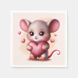 Serviette En Papier Souris pour bébé avec le coeur de Valentine
