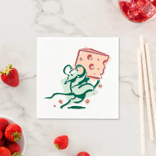 Serviette En Papier Souris volant du fromage drôle et mignon rongeur