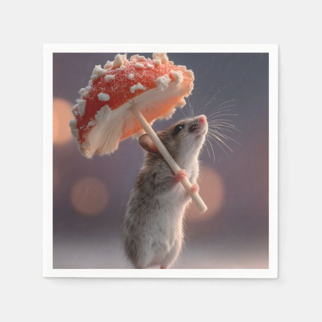 Serviette En Papier Souris Whimsical utilisant un champignon comme par (Devant)