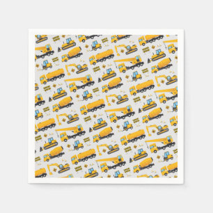 Serviette En Papier Sous Construction Camion Jaune Gray Party Favorise