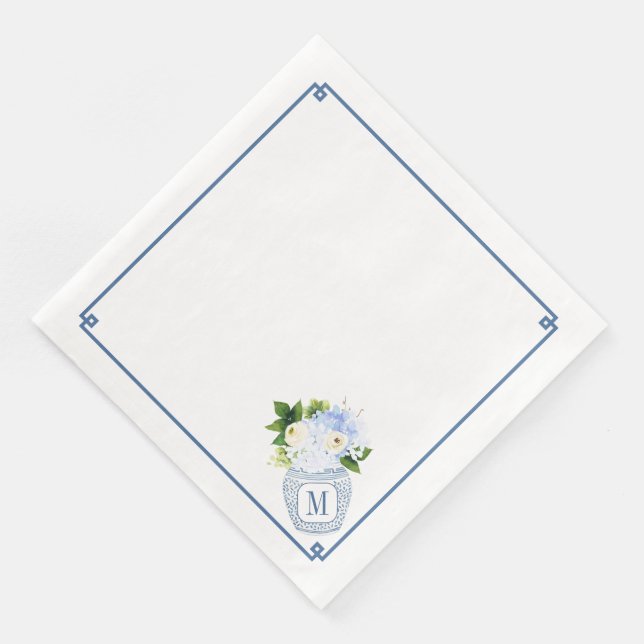 Serviette En Papier Sous-estimé Chinoiserie Monogramme Mariage (Coin)