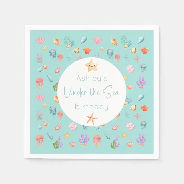 Serviette En Papier Sous la fête d'anniversaire de la mer (Devant)