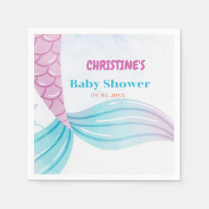 Serviette En Papier Sous la fête du Baby shower de la sirène de mer