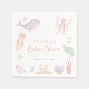 Serviette En Papier Sous la fille Baby shower de mer