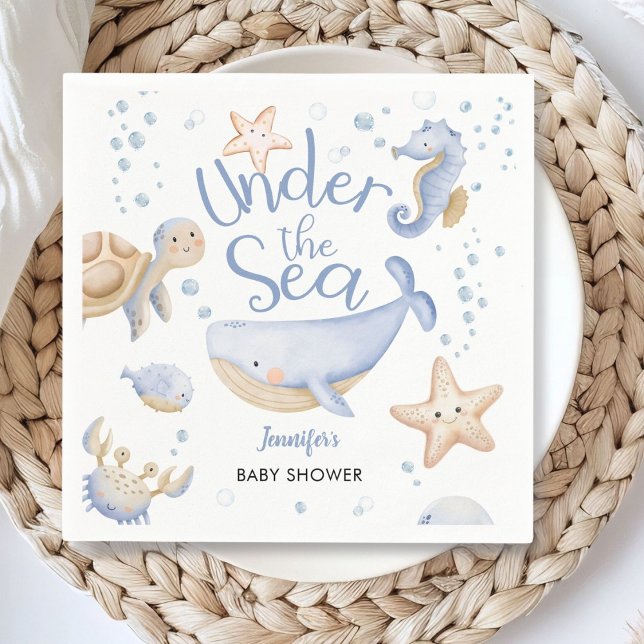 Serviette En Papier Sous La Mer ! Baby shower garçon bleu mou (Créateur téléchargé)