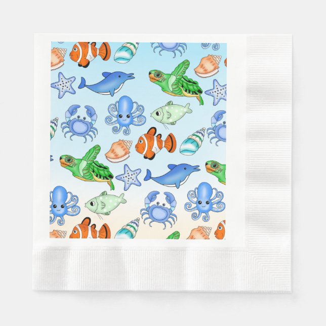 Serviette En Papier Sous la mer | Baby shower Sea Creatures (Devant)