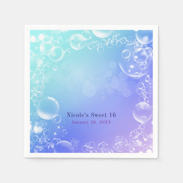 Serviette En Papier Sous la mer bulles enchantées fête personnalisée (Devant)