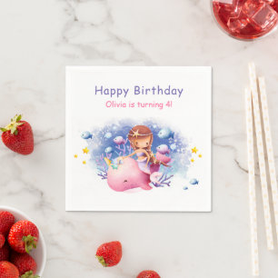 Serviette En Papier Sous la mer, mignonne Sirène Anniversaire