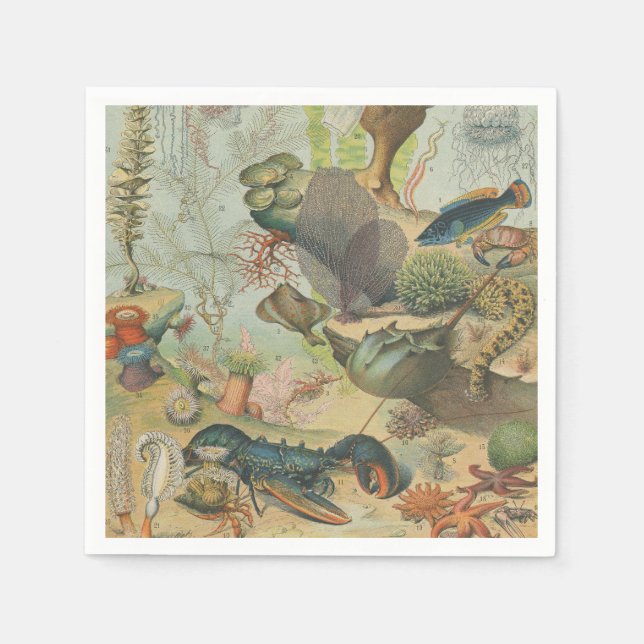 Serviette En Papier Sous la mer Ocean Marine animal party (Devant)