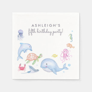 Serviette En Papier Sous la mer Soirée Nautique d'anniversaire migno