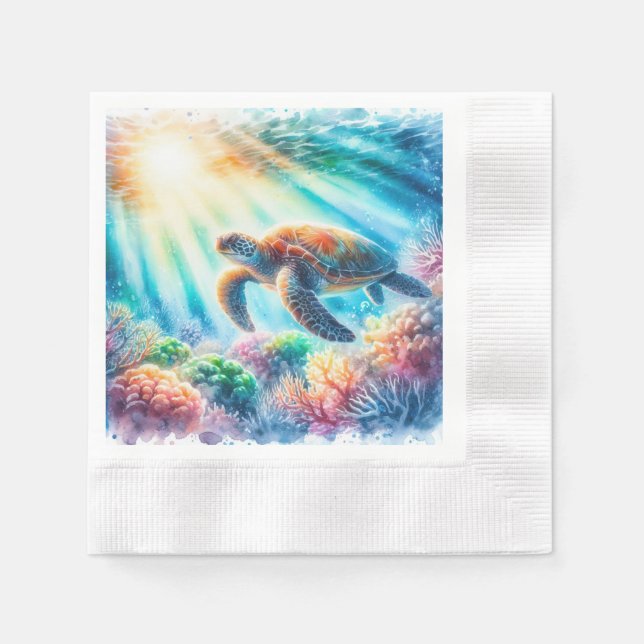 Serviette En Papier Sous la tortue de mer (Devant)