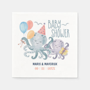 Serviette En Papier Sous l'aquarelle de la mer Baby shower Octopus Bea