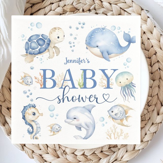 Serviette En Papier Sous le Baby shower de mer Boy Ocean Paper Napkins (Créateur téléchargé)