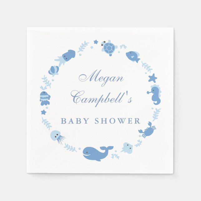 Serviette En Papier Sous le Baby shower de mer serviettes (Devant)
