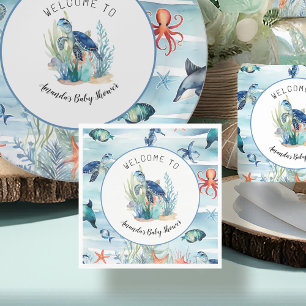 Serviette En Papier Sous le Baby shower des garçons de tortues bleues