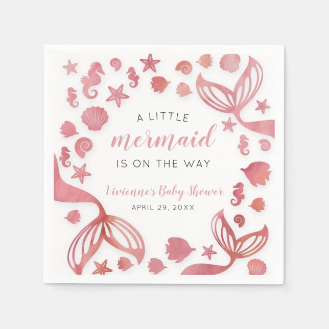 Serviette En Papier Sous le Baby shower des sirènes de mer (Devant)