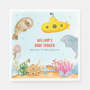 Serviette En Papier Sous le Baby shower marin nautique