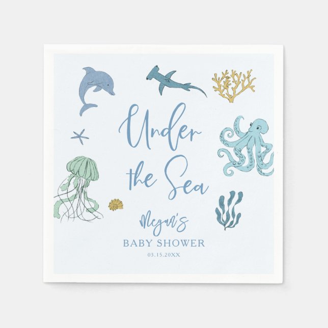 Serviette En Papier Sous le Baby shower Sea Boy (Devant)