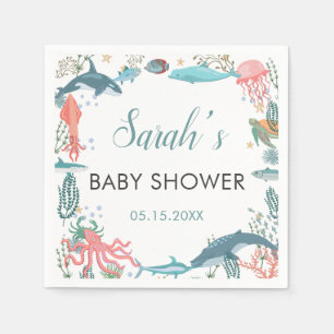 Serviette En Papier Sous le Baby shower Sea Cute Ocean Animaux RSVP