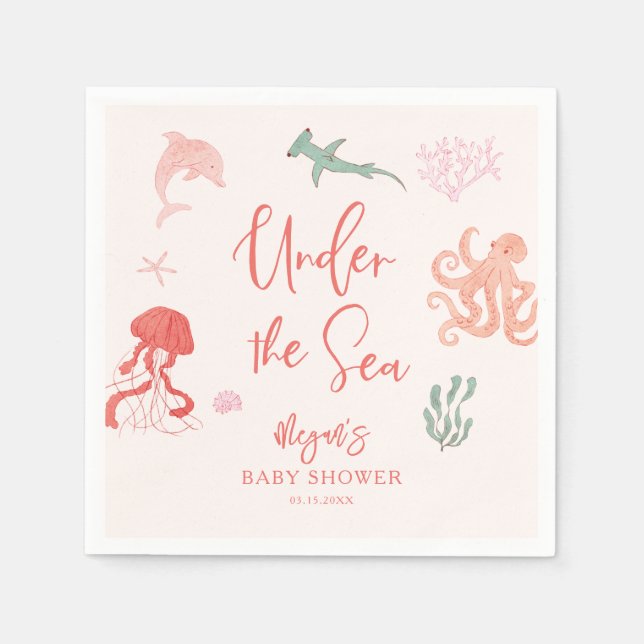 Serviette En Papier Sous Le Baby shower Sea Girl (Devant)