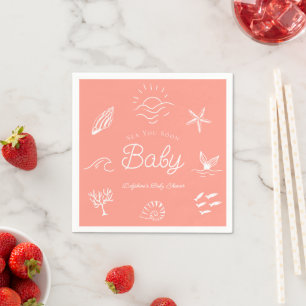 Serviette En Papier Sous l'océan à bientôt fille rose Baby Shower