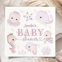 Sous l'océan Fille Baby Shower Rose Papier