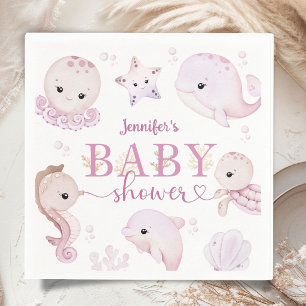Serviette En Papier Sous l'océan Fille Baby Shower Rose Papier