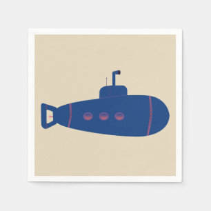 Serviette En Papier Sous-marin bleu
