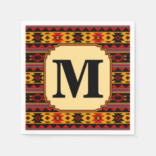 Serviette En Papier Southwest Design Red Black Gold Tribal Motif