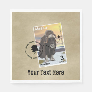 Serviette En Papier Souvenir de Timbre Postage Muskox de l'Alaska