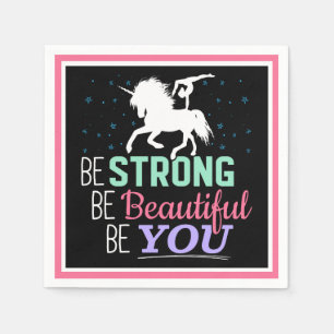 Serviette En Papier Soyez forte, belle, vous - Gymnastique Licorne