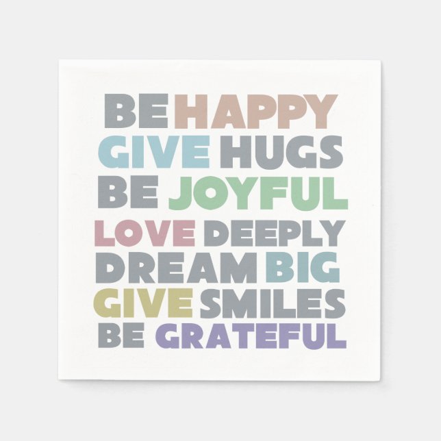 Serviette En Papier Soyez heureux de la typographie (Devant)