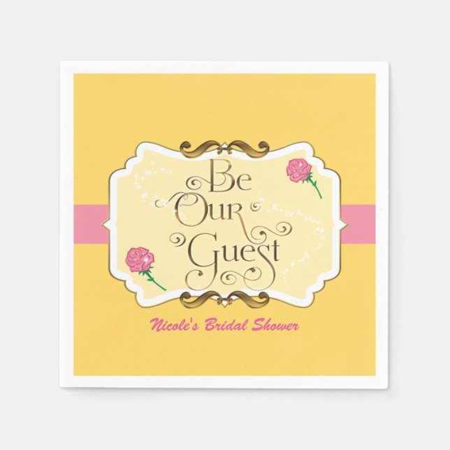 Serviette En Papier Soyez notre invité Jaune & Rose Princess Party (Devant)