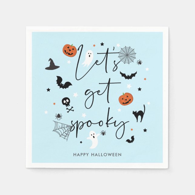 Serviette En Papier Soyons éffrayants de la fête d'Halloween Blue (Devant)