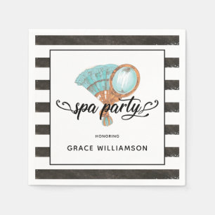 Serviette En Papier Spa Party Vintage noir et blanc rayé