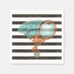 Serviette En Papier Spa Party Vintage noir et blanc rayé