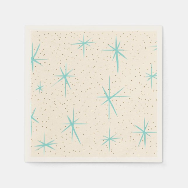 Serviette En Papier Space Age Turquoise Starburbs Papier Napkin (Devant)