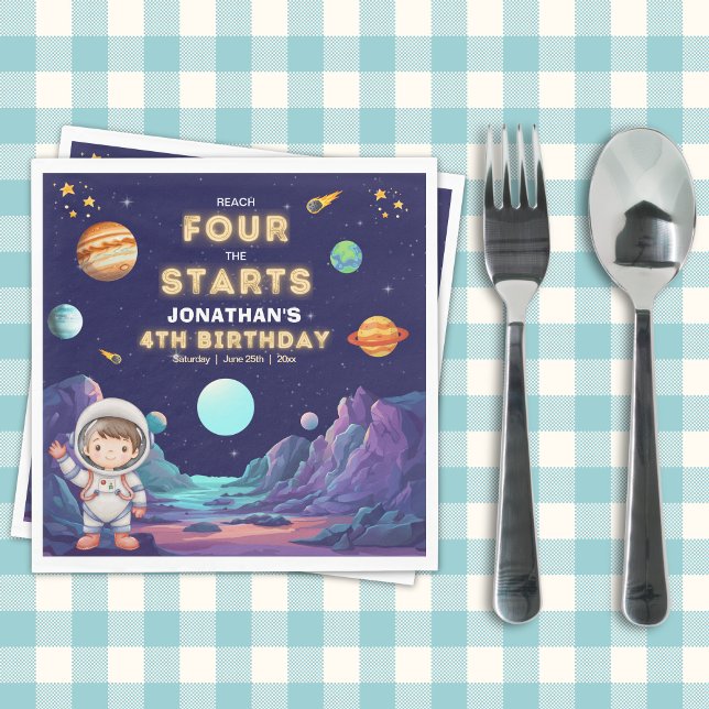 Serviette En Papier Space Astronaut 4th Birthday Napkins (Créateur téléchargé)